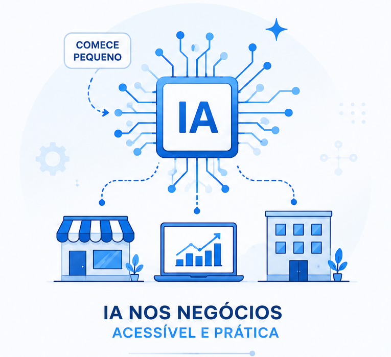 IA nos negócios: por onde começar em 2026 (sem orçamento de gigante)